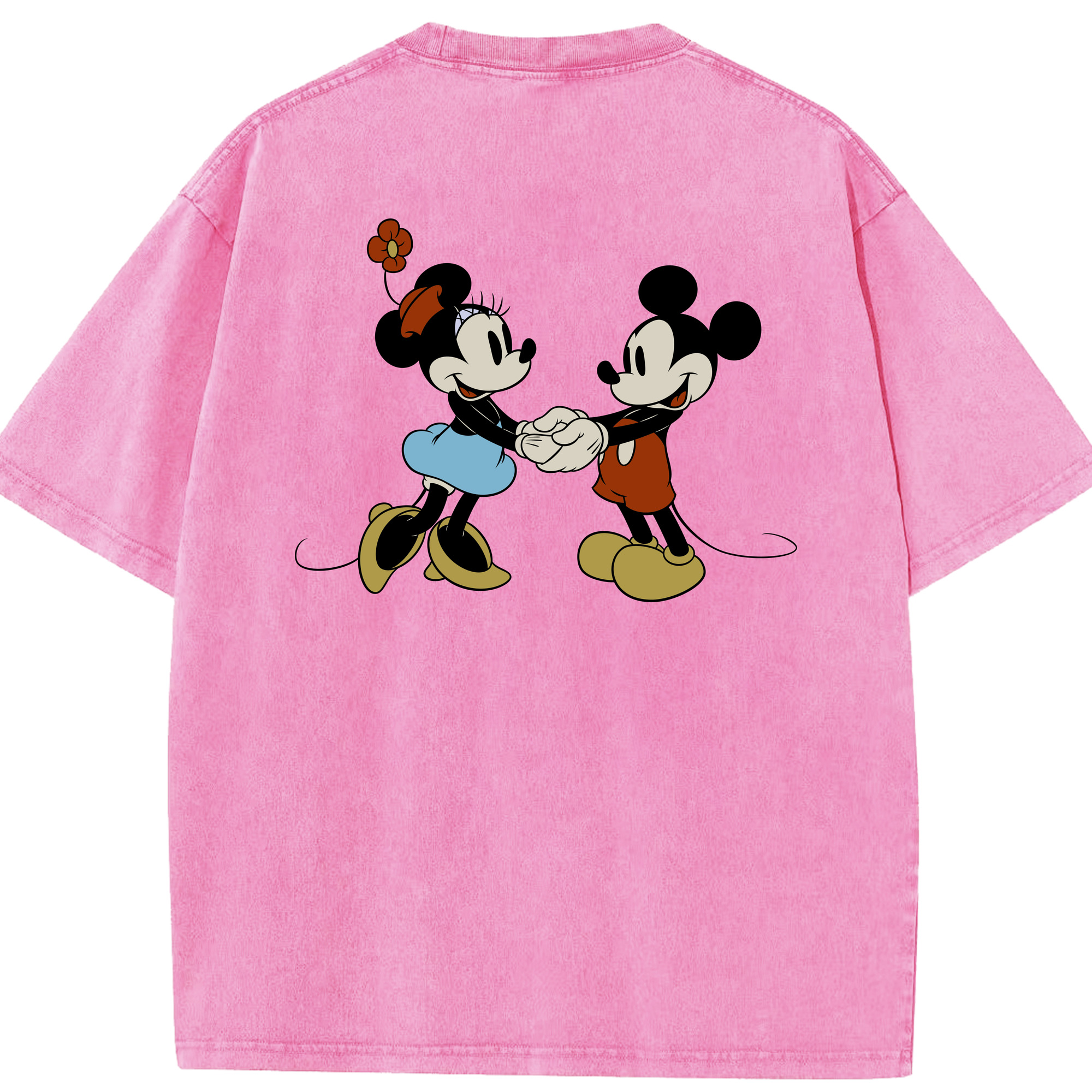 （画像用） ミッキーマウス Mickey Mouse 綿100% ヴィンテージ風 半袖Tシャツ（背面プリント）